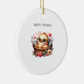 Slimme Kuiken Verjaardag Keramisch Ornament (Rechts)