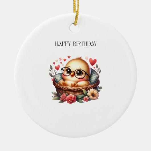 Slimme Kuiken Verjaardag Keramisch Ornament (Voorkant)