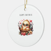 Slimme Kuiken Verjaardag Keramisch Ornament (Links)
