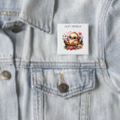 Slimme Kuiken Verjaardag Vierkante Button 5,1 Cm (In situ)