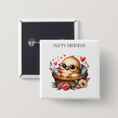 Slimme Kuiken Verjaardag Vierkante Button 5,1 Cm (Voorkant /achterkant)