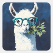 Slimme Lama Chic Vierkante Sticker (Voorkant)