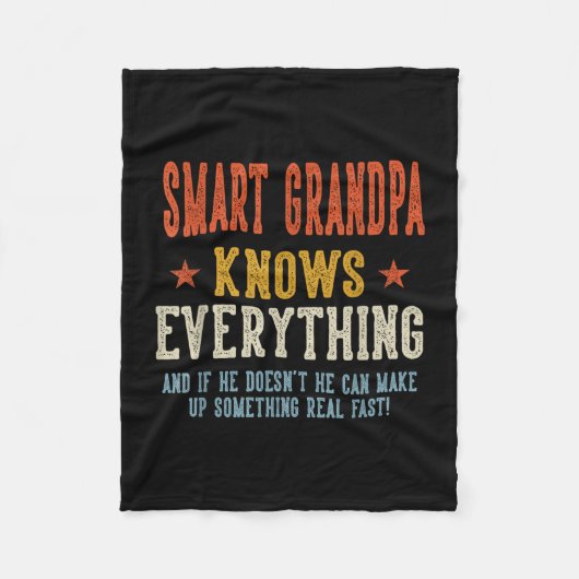 Slimme opa weet alles vaderdag retro fleece deken (Voorkant)