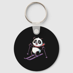 Slimme Panda die Ski's Speelt Grappig Humoristisch Sleutelhanger