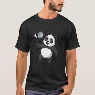Slimme Panda Speelt Badminton Grappig Humoristisch T-shirt