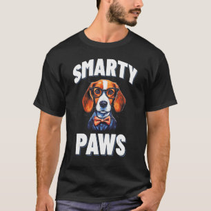 Slimme poten Beagle hond dragen bril T-shirt