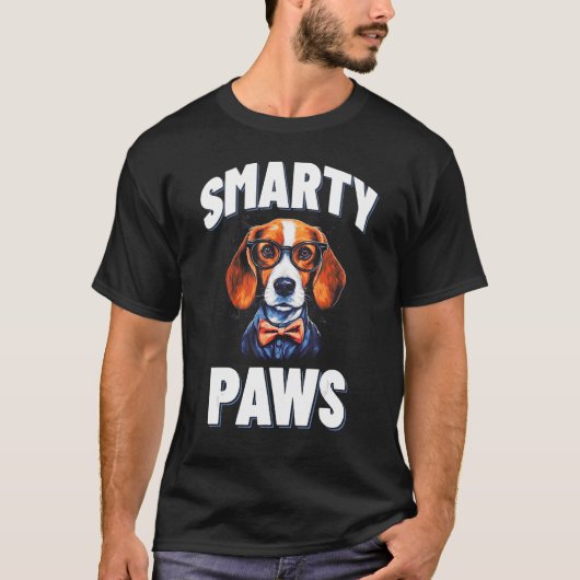 Slimme poten Beagle hond dragen bril T-shirt (Voorkant)