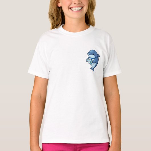 Slimme Professionele Blauwe Dolfijn Kinderen T-shirt (Voorkant)