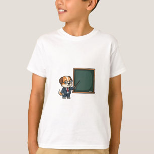Slimme Professor Hond Mascotte Illustratie Kindere T-shirt