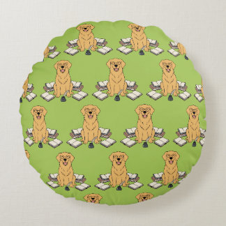 Slimme Puppy Schrijver Literaire Groene Decor Rond Kussen