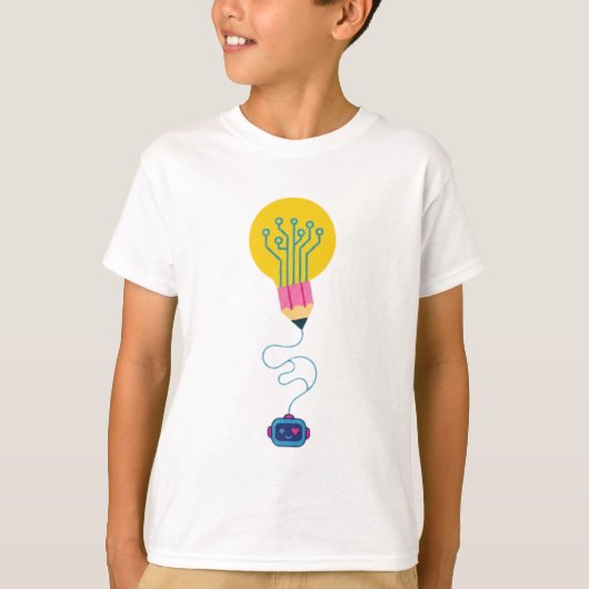 Slimme Robot & Lamp Student Grafische T-Shirt (Voorkant)
