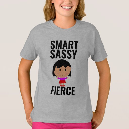 SLIMME SASSY FIERCE GIRL POWER LADIES WOMENS T-SHIRT (Voorkant)