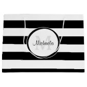 Slimme, Solid Black en White Stripes met monogram Groot Cadeauzakje (Voorkant)