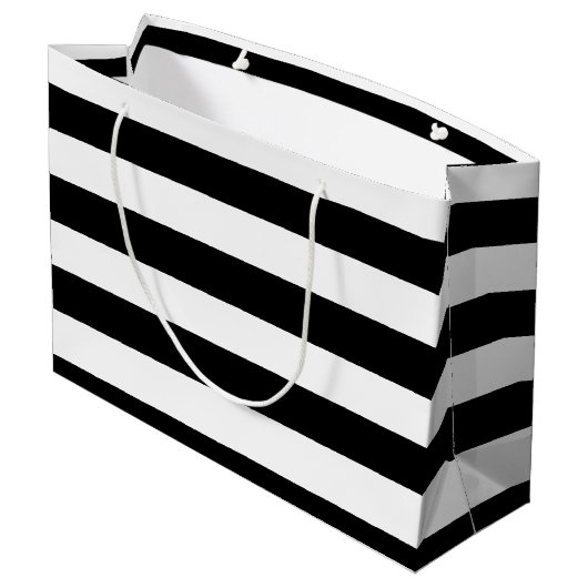 Slimme, Solid Black en White Stripes met monogram Groot Cadeauzakje (Achterkant Gekanteld)
