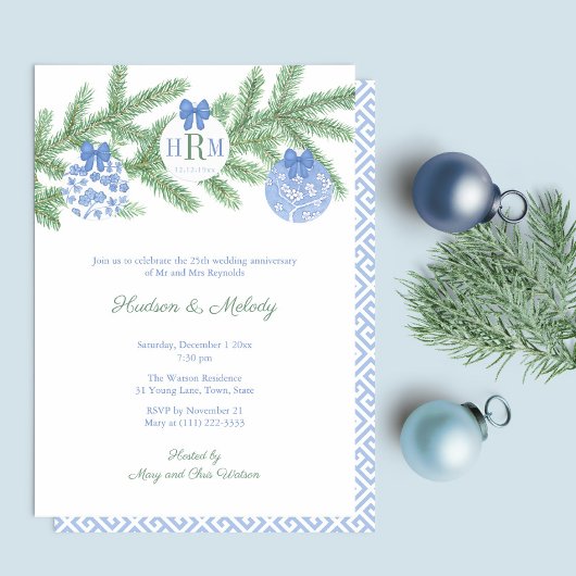 Slimme Vakanties Monogram Huwelijk Jubileum Feestj Kaart