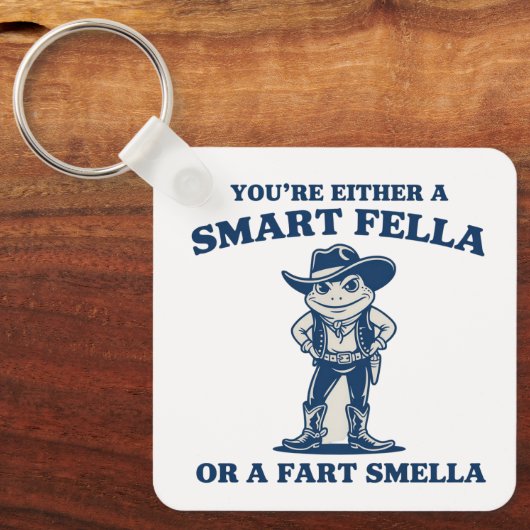 Slimme vent of Scheet Smella Retro Kikker Meme Gra Sleutelhanger (Voorkant)