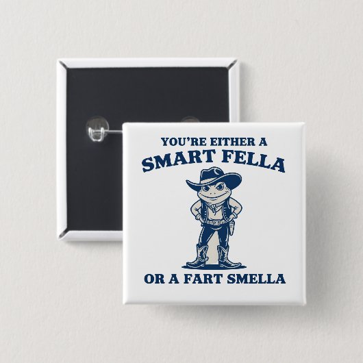 Slimme vent of Scheet Smella Retro Kikker Meme Gra Vierkante Button 5,1 Cm (Voorkant /achterkant)