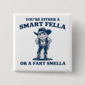 Slimme vent of Scheet Smella Retro Kikker Meme Gra Vierkante Button 5,1 Cm (Voorkant)