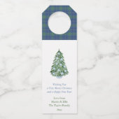 Slimme Waterverf kerstboom Prettige feestdagen Flessenhanger (Voorkant)