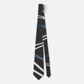 Slimme witte en blauwe geometrische bliklijnen stropdas (Voorkant)