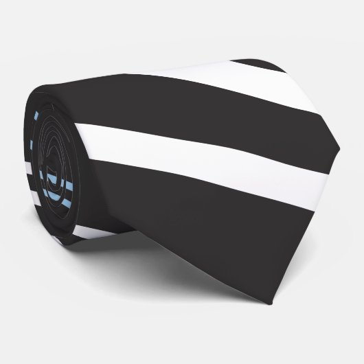 Slimme witte en blauwe geometrische bliklijnen stropdas (Opgerold)