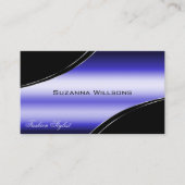 Slimme Zwart Blauw Gebogen Decorlijnen met QR-Code Visitekaartje (Voorkant)