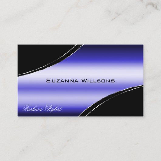 Slimme Zwart Blauw Gebogen Decorlijnen met QR-Code Visitekaartje (Voorkant)