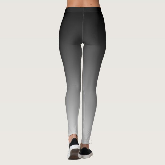 Slimme zwarte en witte gradiënthorizon leggings (Achterkant)