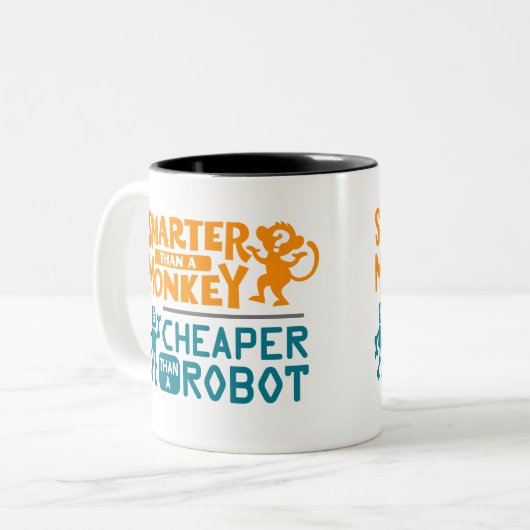 Slimmer dan een aap, goedkoper dan een robot mok (Voorkant links)