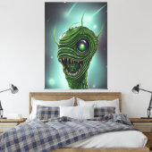 Slimy Alien Monster Canvas afdrukken (Insitu (Slaapkamer))