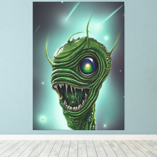 Slimy Alien Monster Canvas afdrukken (Insitu (Houten vloer))
