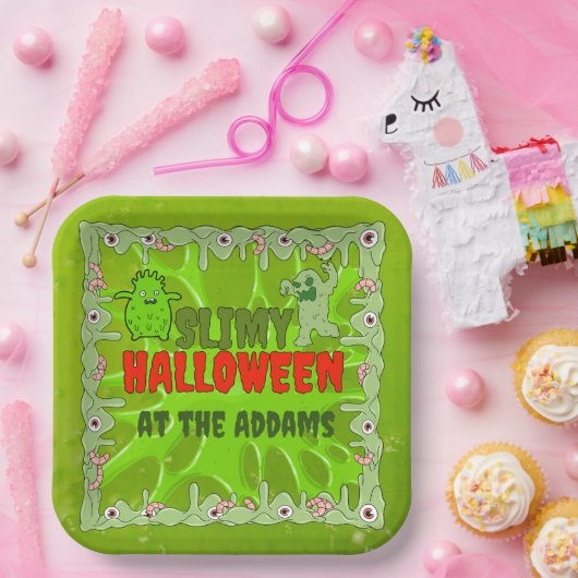 Slimy Halloween Borden Papieren Bordje (Feest)