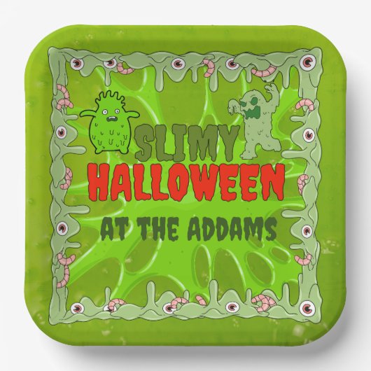 Slimy Halloween Borden Papieren Bordje (Voorkant)