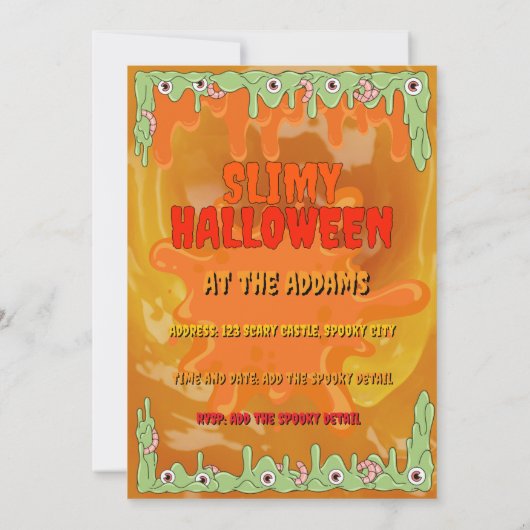 Slimy Halloween Invitation Kaart (Achterkant)