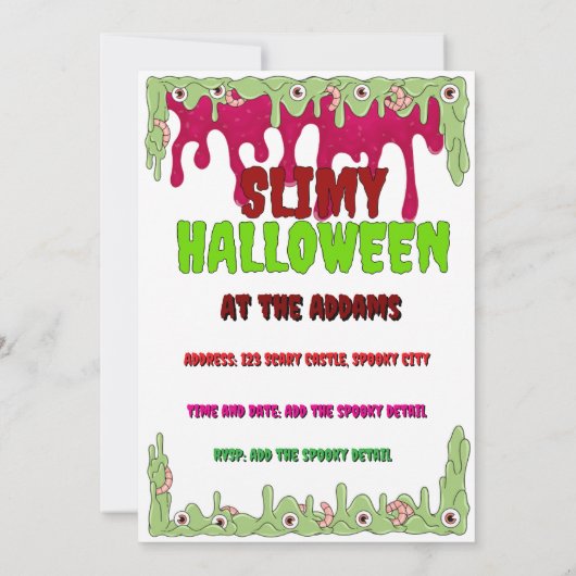 Slimy Halloween Invitation Kaart (Achterkant)