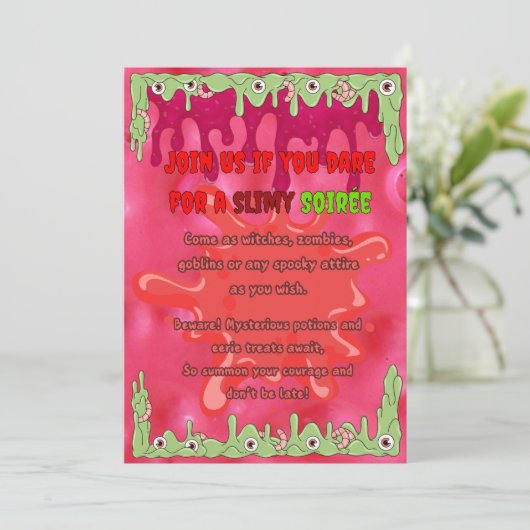 Slimy Halloween Invitation Kaart (Staand voorkant)