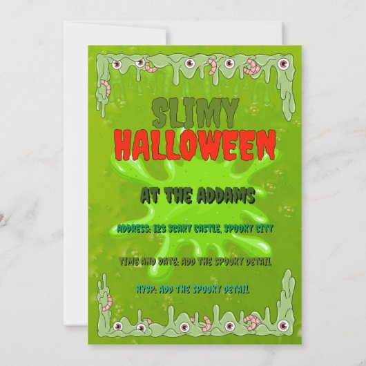 Slimy Halloween Invitation Kaart (Achterkant)