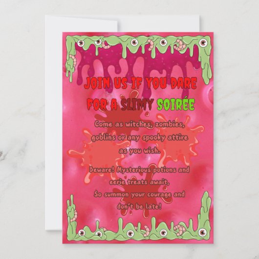 Slimy Halloween Invitation Kaart (Voorkant)