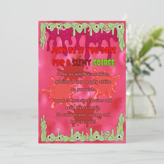 Slimy Halloween Invitation Kaart (Staand voorkant)