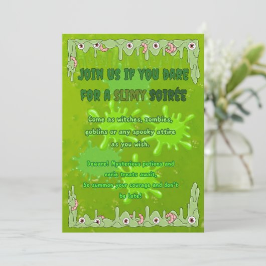 Slimy Halloween Invitation Kaart (Staand voorkant)