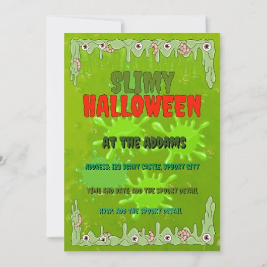 Slimy Halloween Invitation Kaart (Achterkant)
