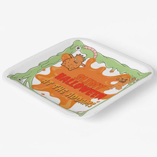 Slimy Halloween met vrienden Papieren Bord (Gebogen)
