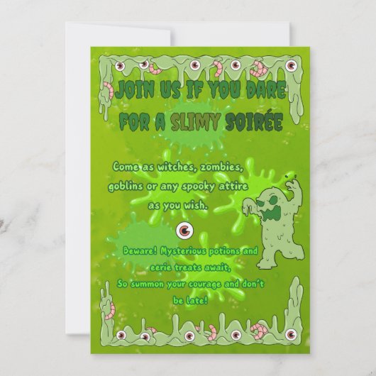 Slimy Halloween met vrienden Uitnodiging Kaart (Voorkant)