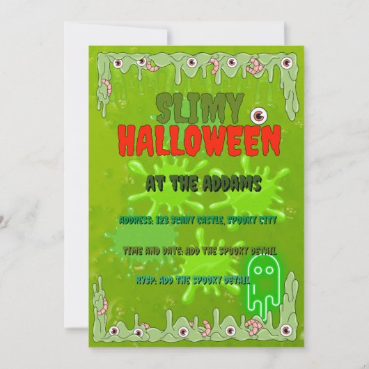 Slimy Halloween met vrienden Uitnodiging Kaart (Achterkant)