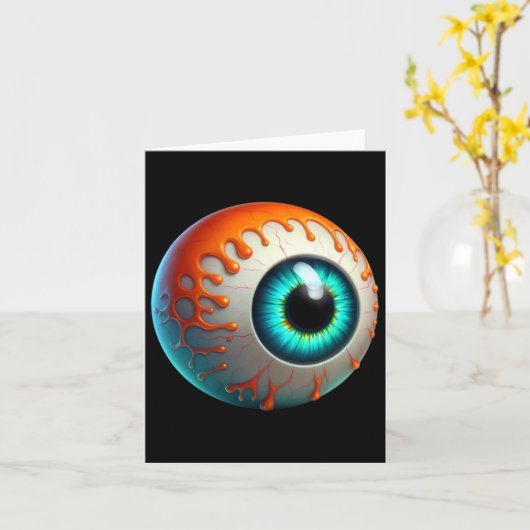 Slimy Human Eyell Creepy Halloween Funny Lazy Hall Kaart (Gele Bloem)