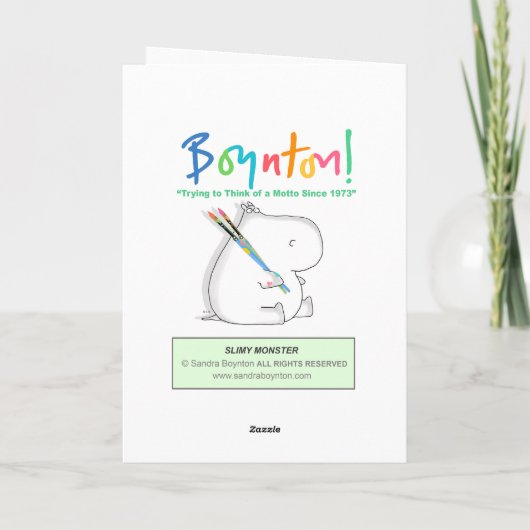 SLIMY MONSTER verjaardag Boynton Kaart (Achterkant)