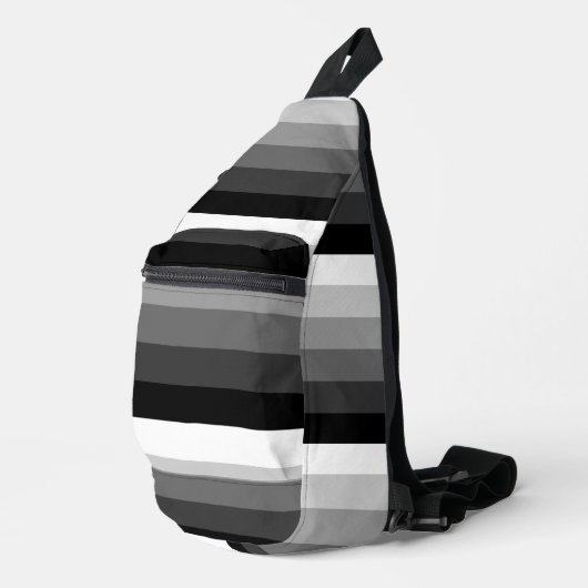 Sling Bag - Black White Grey Stripes (Rechterhoek)