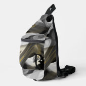 Sling Bag Trend Abstract Art Zwart Wit Goud (Rechterhoek)