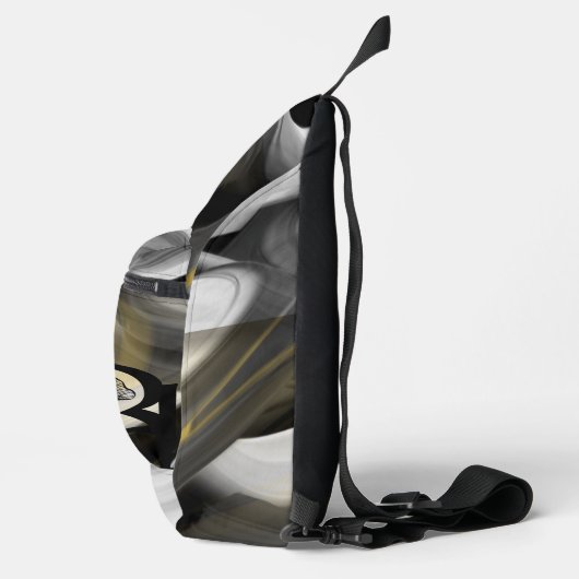 Sling Bag Trend Abstract Art Zwart Wit Goud (Rechts)