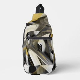 Sling Bag Trend Abstract Art Zwart Wit Goud